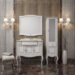 Комплект мебели Опадирис Лаура 100 белый с мраморной столешницей
